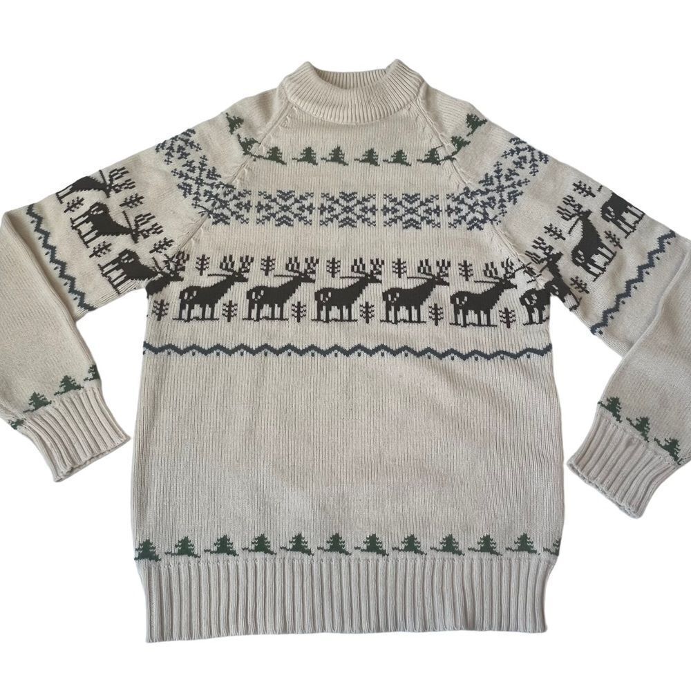 Vintage Kingsport Reindeer Print Fair Isle Sweater